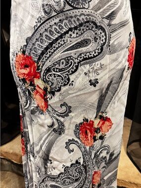 Vintage Clio Paisley Midi Skirt - Red & Gray